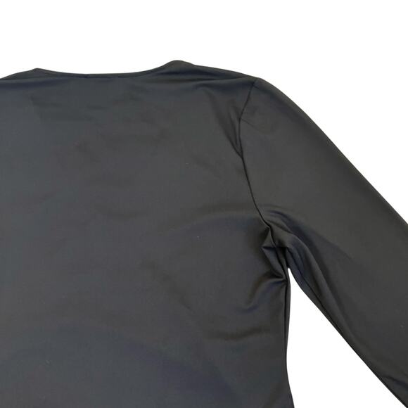 Ann Taylor Sz L Black Refined Stretch Wrap Top 3/4 Sleeve Fitted Feminine Office - Picture 14 of 16